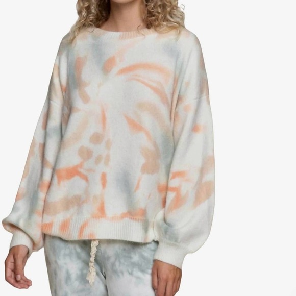 POL Autumn Dreams Tie‎ Dye Sweater L Ivory Green Peach Tan - Picture 8 of 8